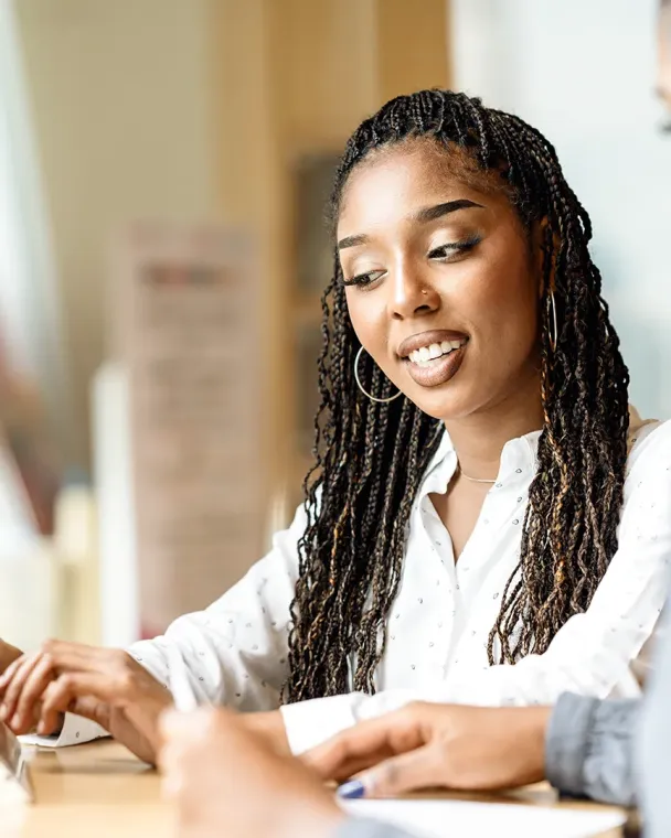 businesswoman helping a client